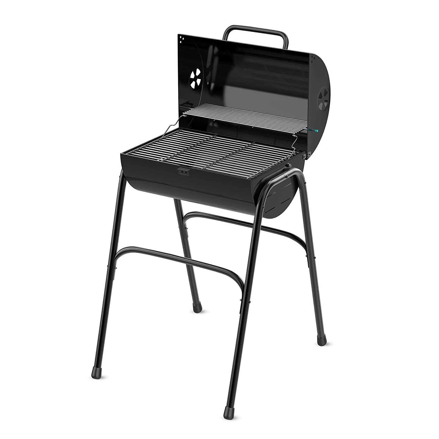 Amazon Brand - Umi DrumGrill Compact Premium BBQ Grill for Indoor & Outdoor Cooking| Traveler Compact Foldable Tandoor Charcoal Barbeque Grill Set| Free Stand, Portable, Easy Assembly- (Black)