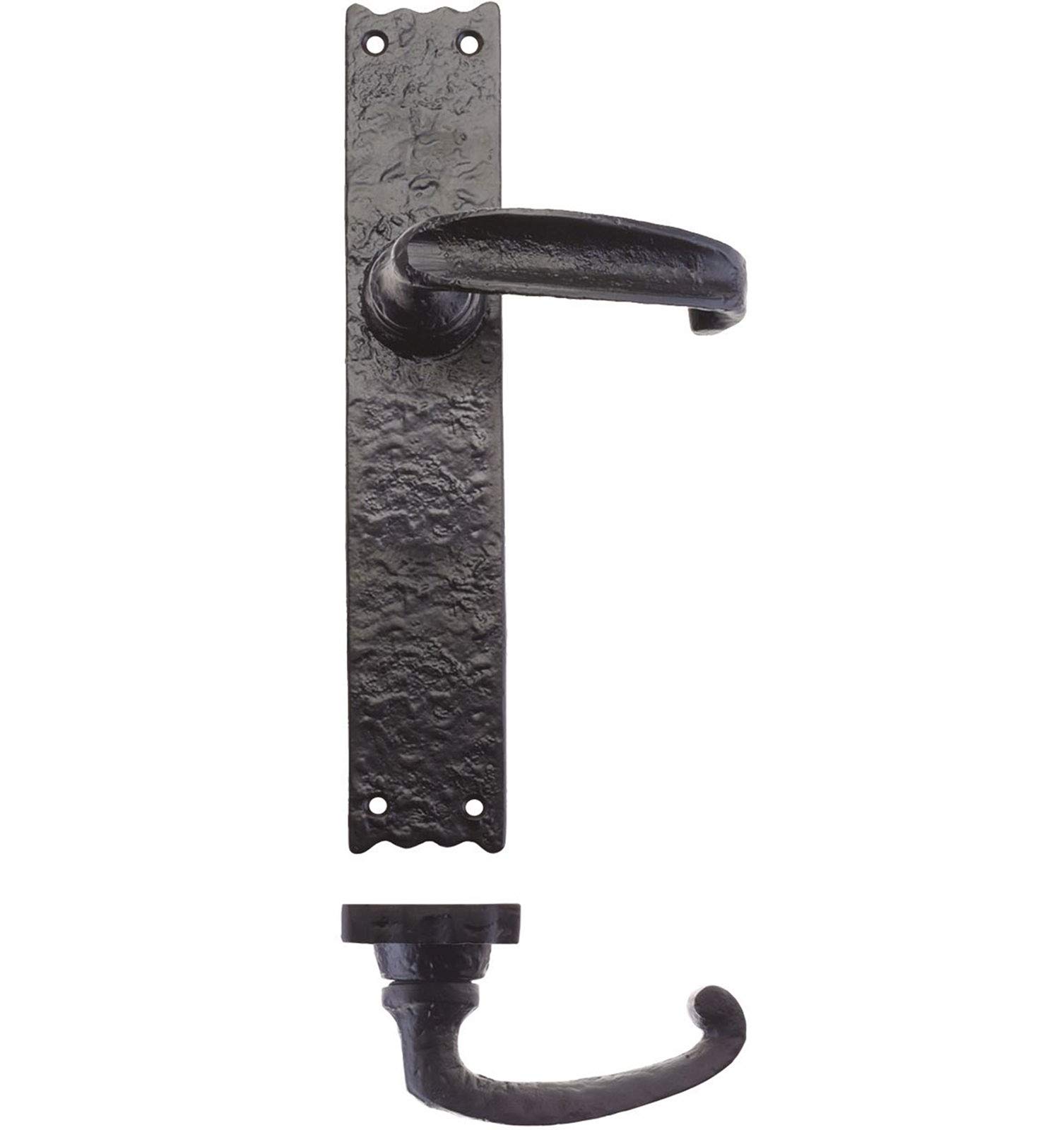 Foxcote Foundries Black Traditional Lever On Latch - Long Backplate - 10"