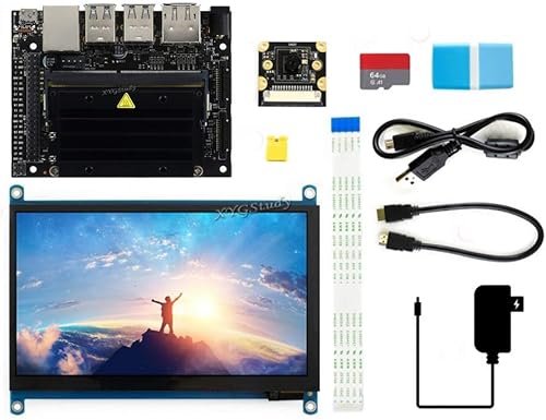 Jetson Nano Developer Kit (B01) Pequeña computadora potente para placa de desarrollo de IA + pantalla LCD IPS táctil HDMI de 7 pulgadas, micro