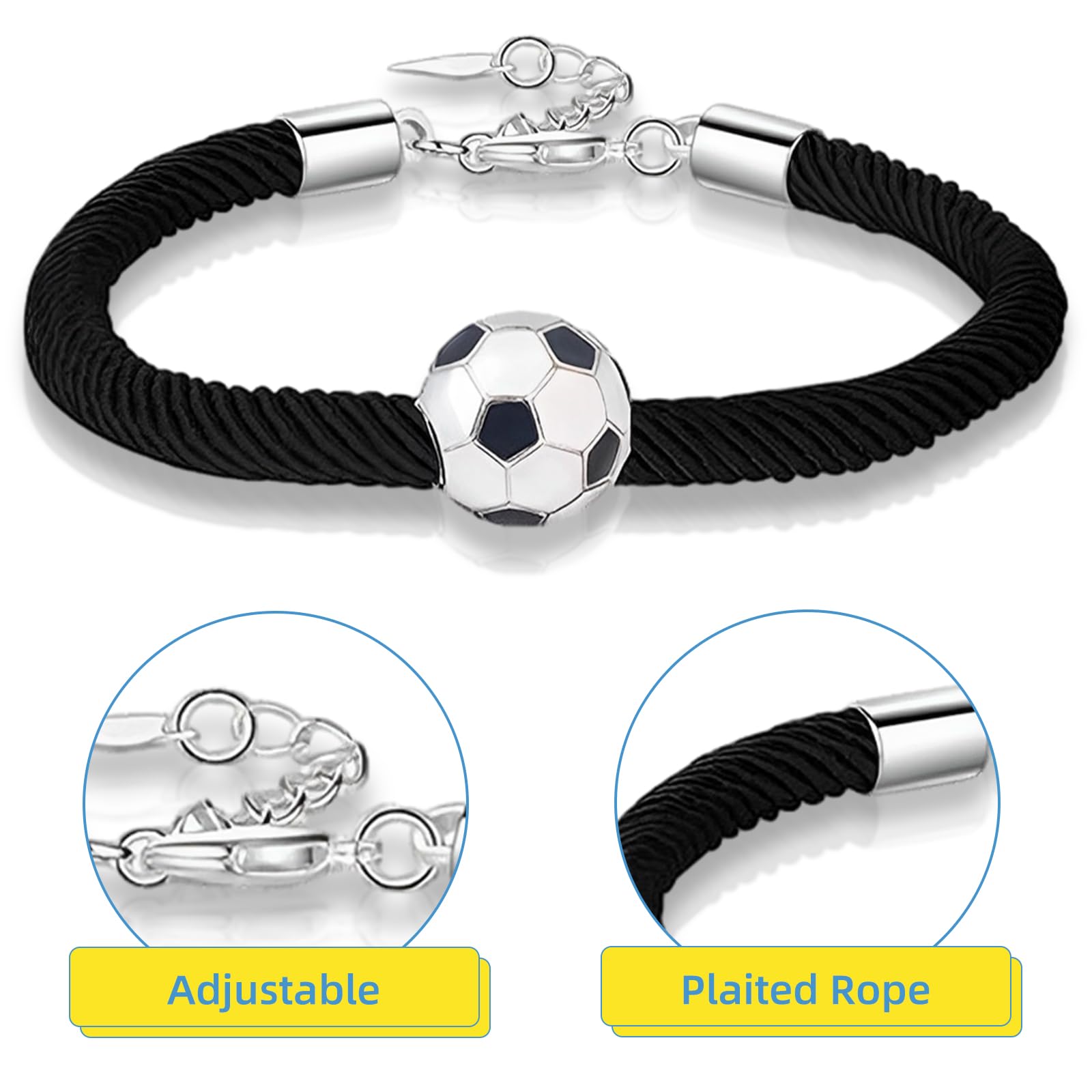 Collar y pulsera de acero inoxidable de fútbol, colgante plateado para amantes del fútbol, regalos