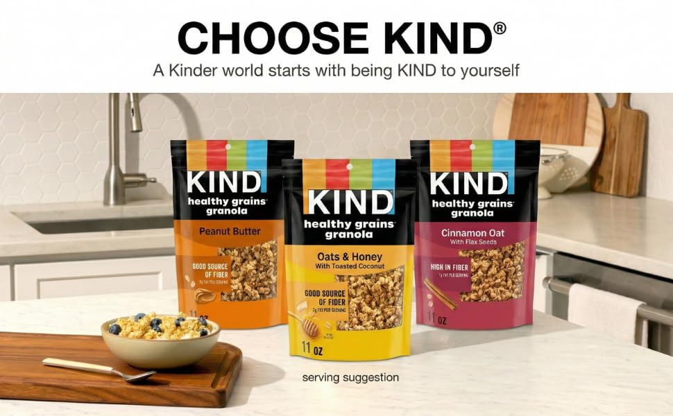 Kind Healthy Grains Granola Variety Pack, Gluten Free, Healthy Snack Mix, Peanut Butter, Cinnamon Oat, Oats & Honey, 5-10g Protein, 11oz, 3 Count - image 6