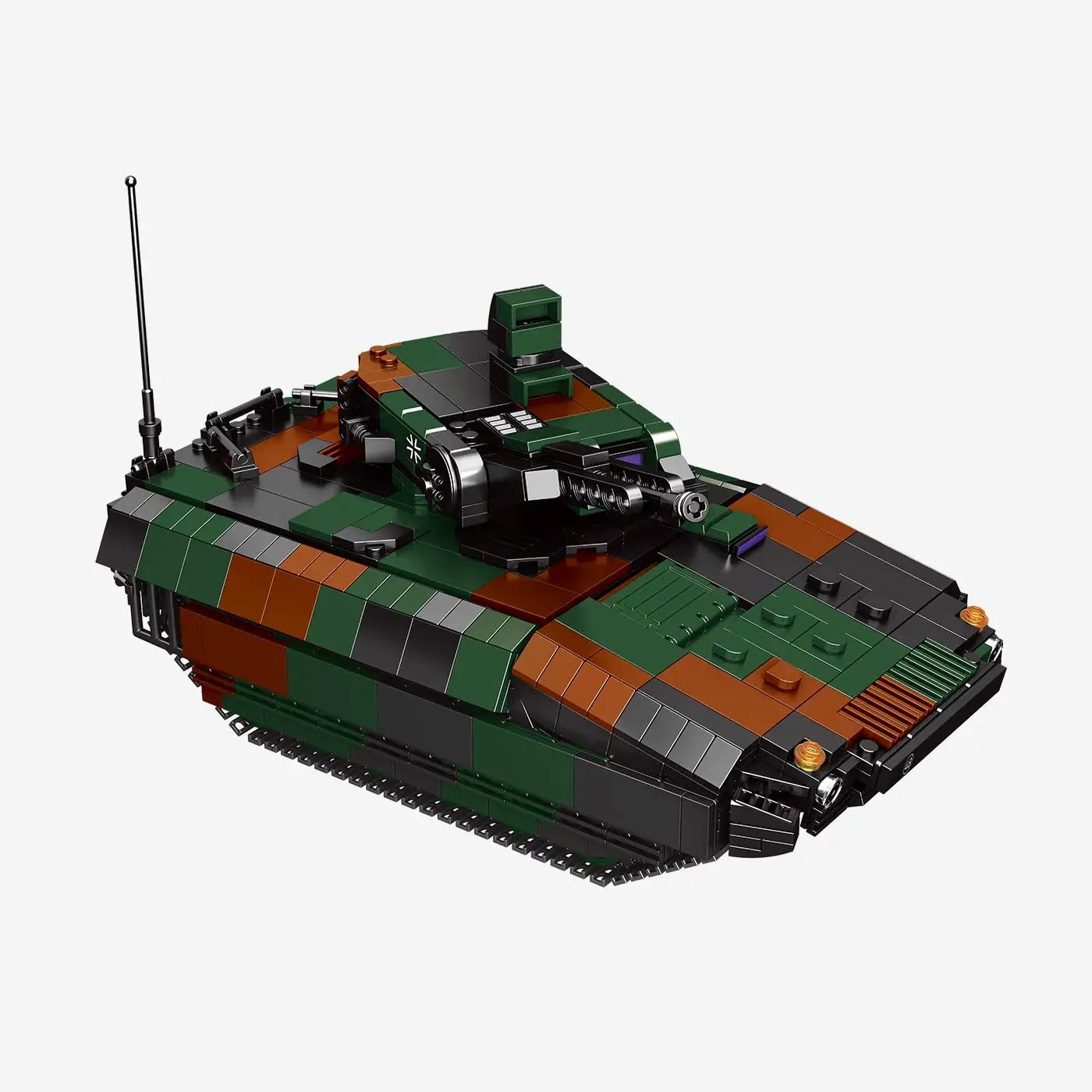 BlueBrixx Puma, 1176 mattoncini di fissaggio | Arma principale girevole, struttura a torre piatta, antenna, croce sulla vasca, 140 x 251 x 159 mm, a partire dai 14 anni