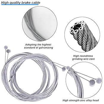 Cavi Freno MTB 1.7m - 6 Pezzi Con Cappellini - Acciaio Inossidabile Per Mountain Bike