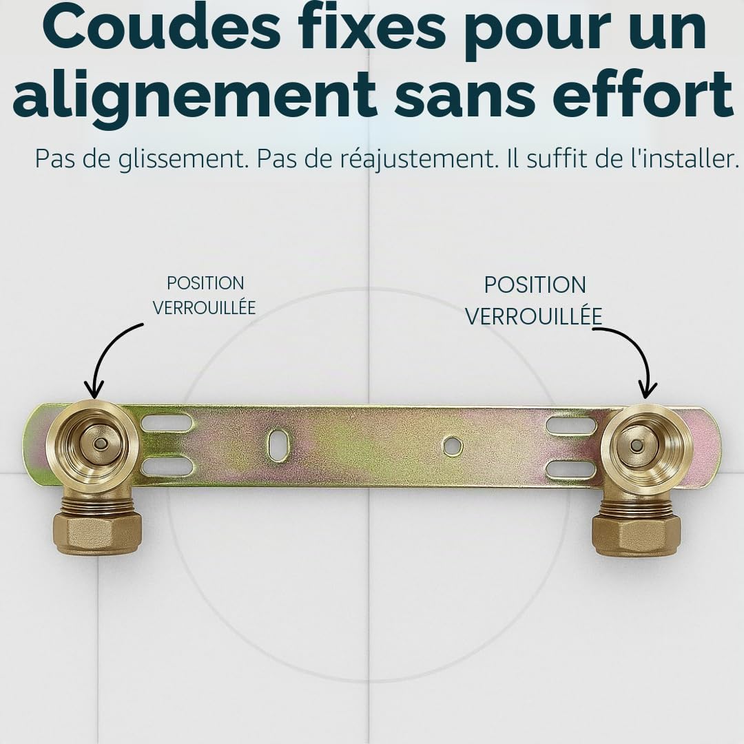 Support Mural Encastré de Douche 15mmx1/2'' 150mm avec Plaque de Fixation : Idéal pour Kits de Douche Exposée, Robinet de Douche et Robinet Mélangeur Thermostatique