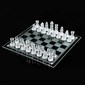 Elegant 10" Glass Chess Set - Premium Quality Board Game for All Ages for Chess Enthusiasts and Home Decor