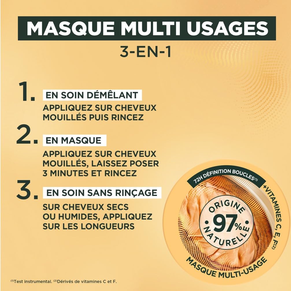 Garnier - Fructis Hair Food - Masque Nutrition Boucles au Beurre de Cacao - Formule Vegan à 97% d'Origine Naturelle - Pour Cheveux Bouclés à Frisés - 320 ml