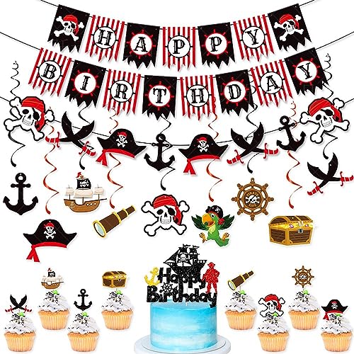 Décoration pirate anniversaire pour suspendre et décorer gâteaux