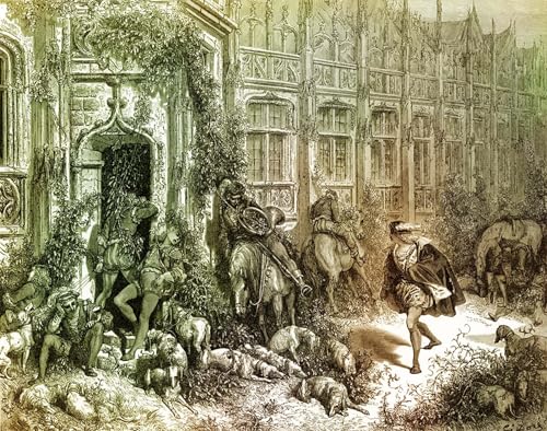 Tableau Murale Gravure de la au bois dormant Gustave Dore Impression Art 60x90cm