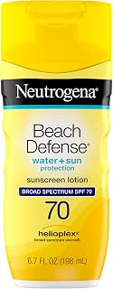 Neutrogena Beach Defense Sunscreen Lotion SPF 70 - Broad Spectrum Face & Body, Water Resistant 80 Min, Oil-Free, Oxybenzone-Free 6.7oz