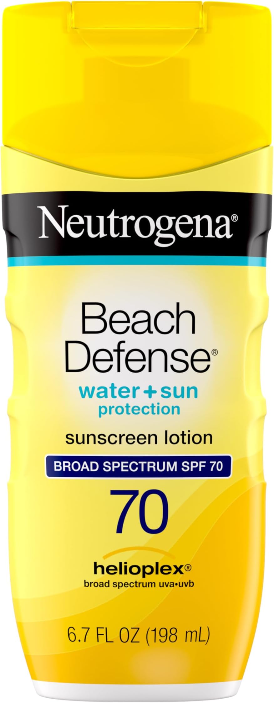 Neutrogena Sunscreen Lotion Beach Defense SPF 70, Face & Body Sunscreen, Broad Spectrum, Fast Absorbing, 6.7 Fl Oz, Water Resistant 80 Min, Oil-Free, Oxybenzone & Octinoxate Free