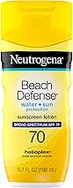 Neutrogena Sunscreen Lotion Beach Defense SPF 70, Face & Body Sunscreen, Broad Spectrum, Fast Absorbing, 6.7 Fl Oz, Water Resistant 80 Min, Oil-Free, Oxybenzone & Octinoxate Free
