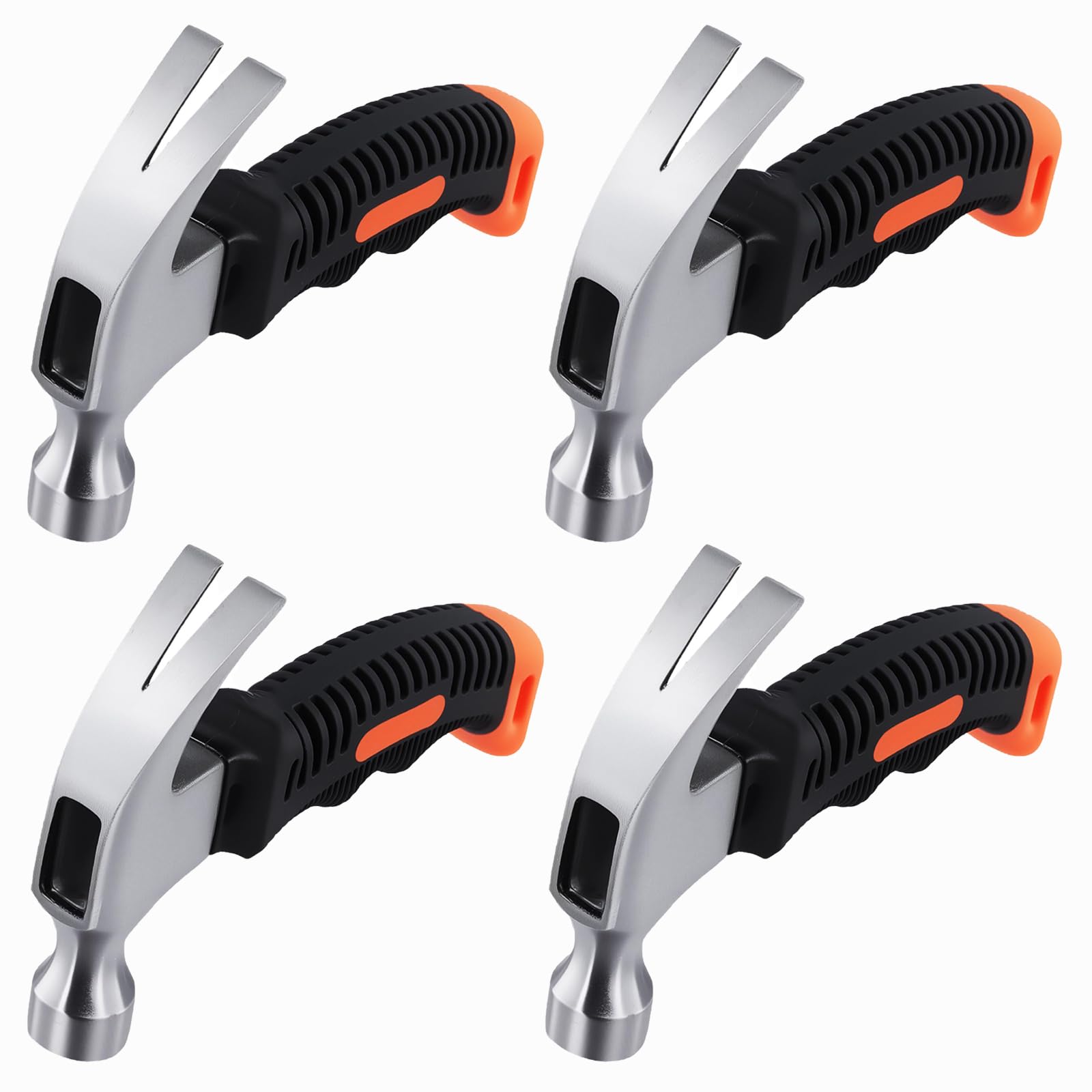 SENJEOK 4 PCS 8oz Mini Claw Hammer, Small Stubby Hammer Set for Pin Nail Picture Hanging, Red,black, 160 x 110 x 23 mm
