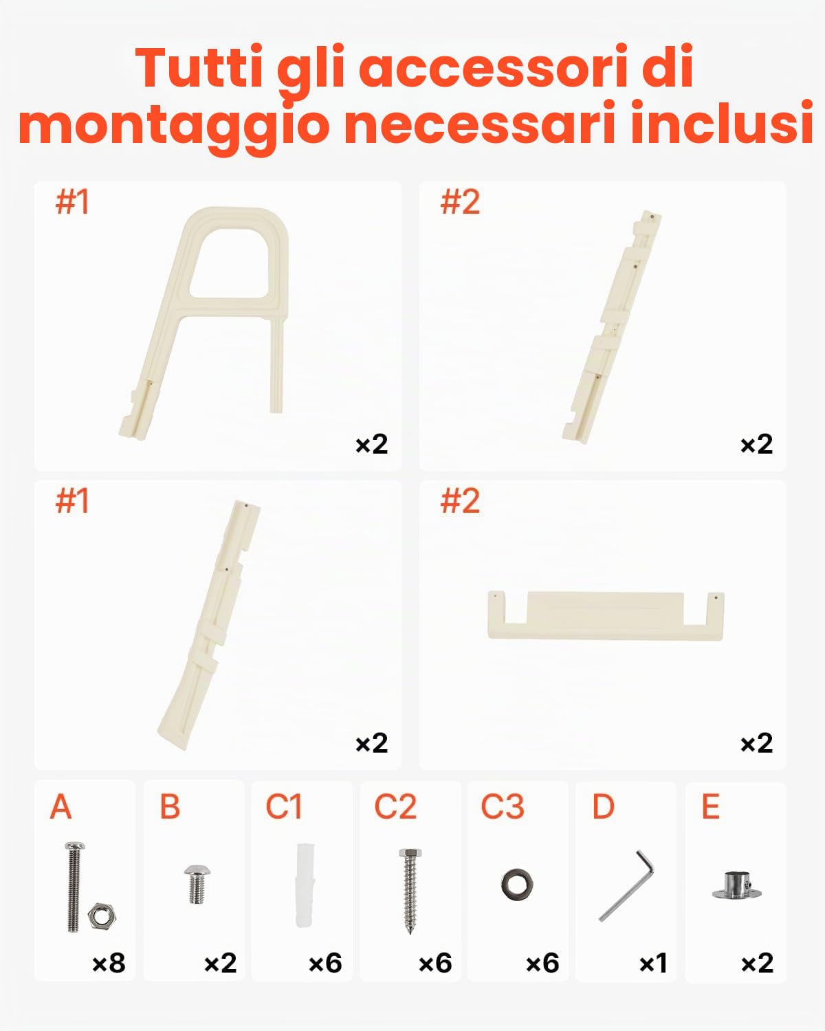 VEVOR Scala per Piscina con Corrimano Doppio a 5 Gradini Inclinata a 75° Scaletta per Piscina, Gradini Antiscivolo Resistenti, Capacità di Carico 136 kg per Piscine Interrate e Fuori Terra 121-137 cm