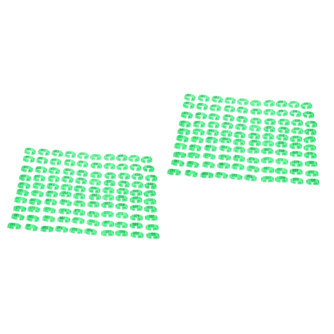 Anneaux numérotés de volaille marquage poule canard et bagues d'identification vertes x200