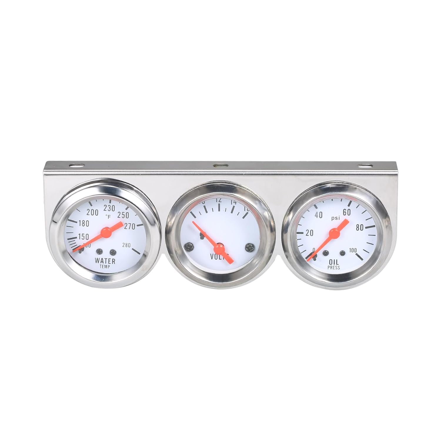 3 in 1 Car Meter Oil Pressure Water Temperature Gauge Voltmeter 52mm Triple Gauge Kit with LED Backlight for 12V Cars Motorcycles