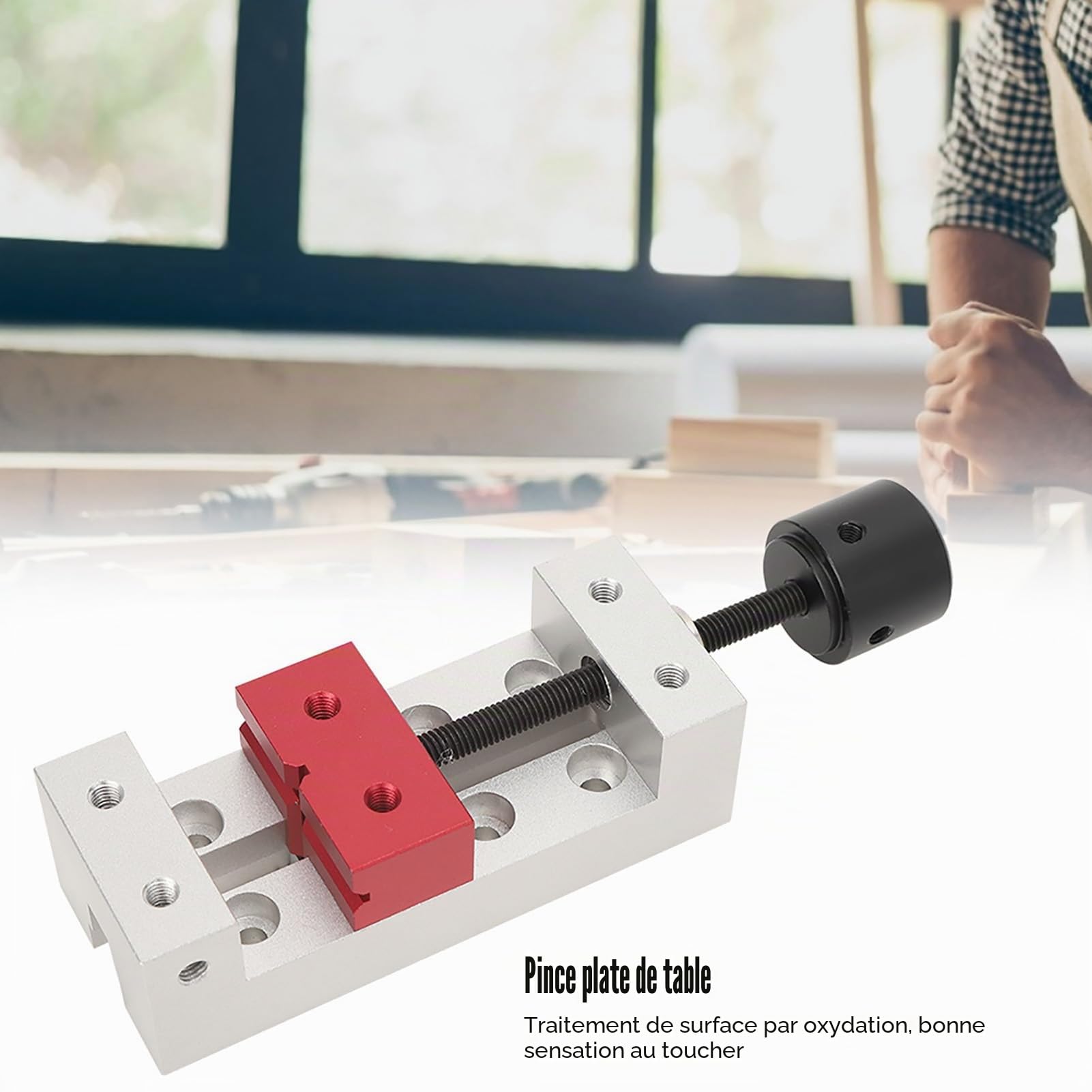 Etau d'établi Mini Pince Plate en Aluminium 50 mm, Etau de Banc de Table Outil de Fixation pour Vice-Presse à Percer Polissage de Traitement de Surface, Oxydation