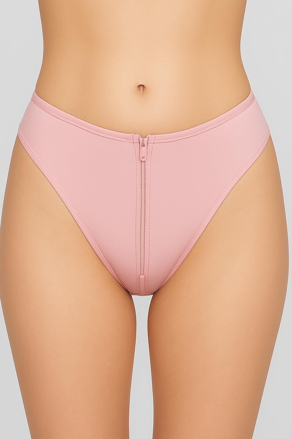 flirty touch Women's High Waist Bikini Panty with Front Zip Design | Soft Stretchable Nylon Blend Briefs-picture-56