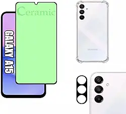 Kit Completo Para Samsung Galaxy A15 M15 - Capa Reforçada + Película Ceramic 9D Clear + Película Da Câmera