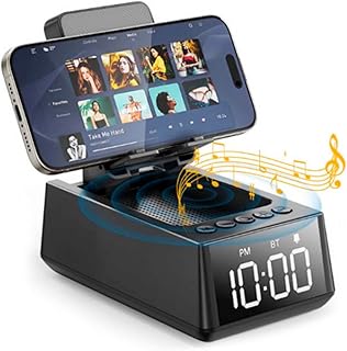 Caixa de som bluetooth com relógio digital 8w suporte para celular