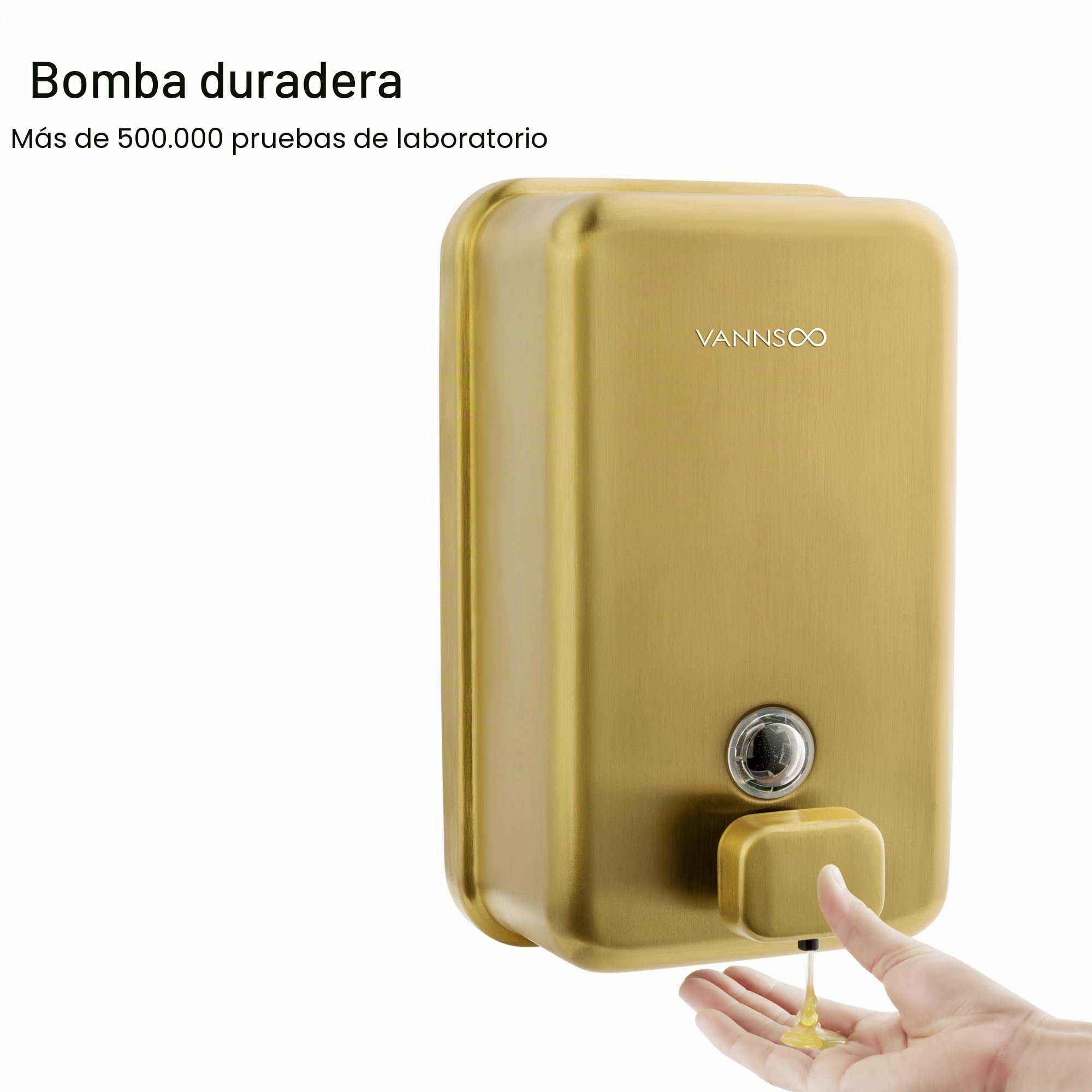 Dispensador de jabón de manos para baño, montaje en pared, 1200 ml, de acero inoxidable para uso comercial, dispensador de jabón líquido de ducha con montaje en pared, vertical dorado