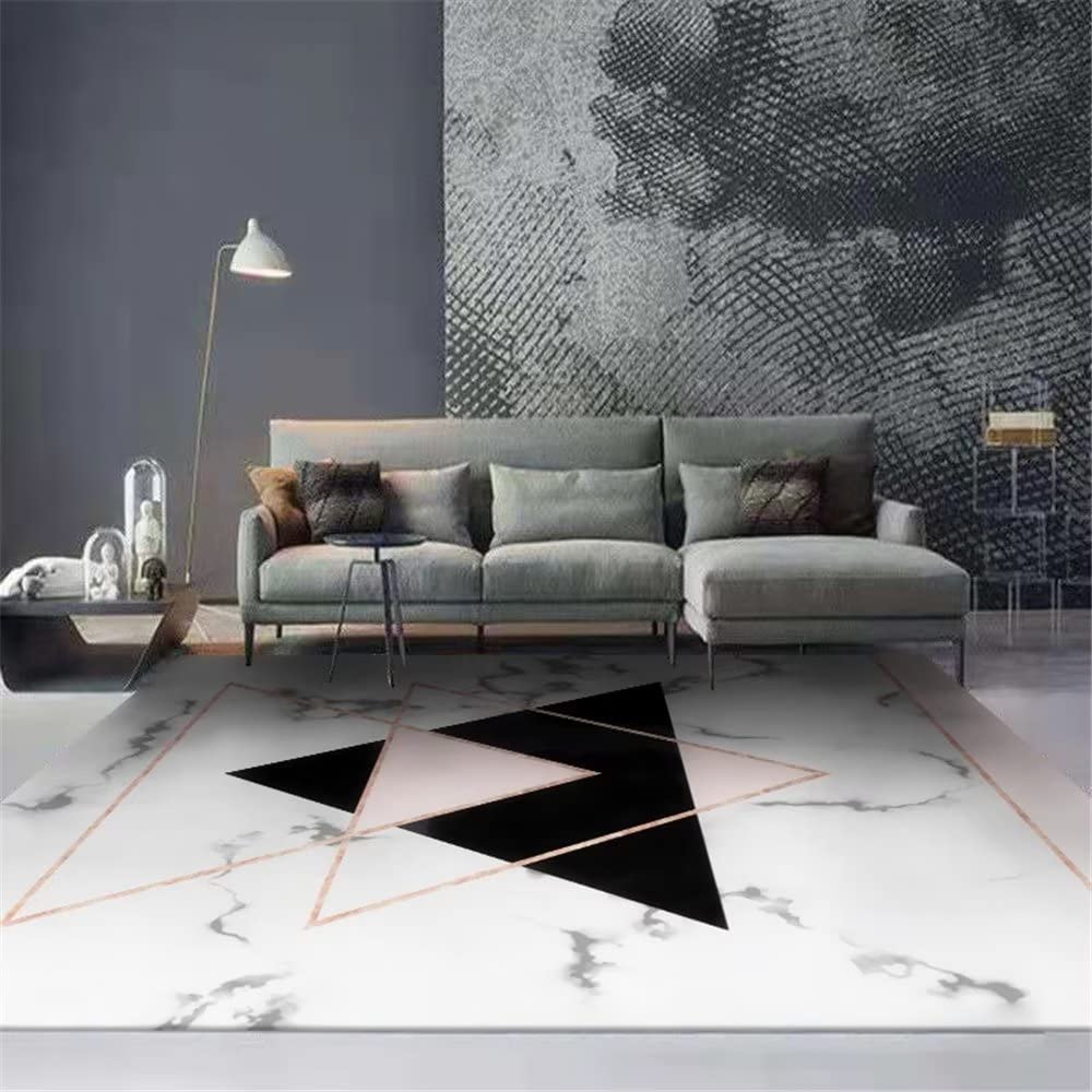 Tapis de salon lavable et durable motif marbre gris 50x80cm