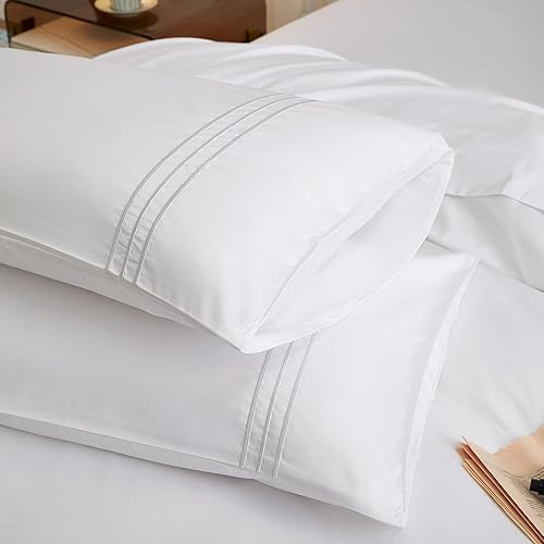 Miniatura 5 de JELLYMONI Funda de edredón blanca mejorada tamaño matrimonial, juego de funda de edredón de microfibra suave, 3 piezas, 1 funda de edredón de 80 x