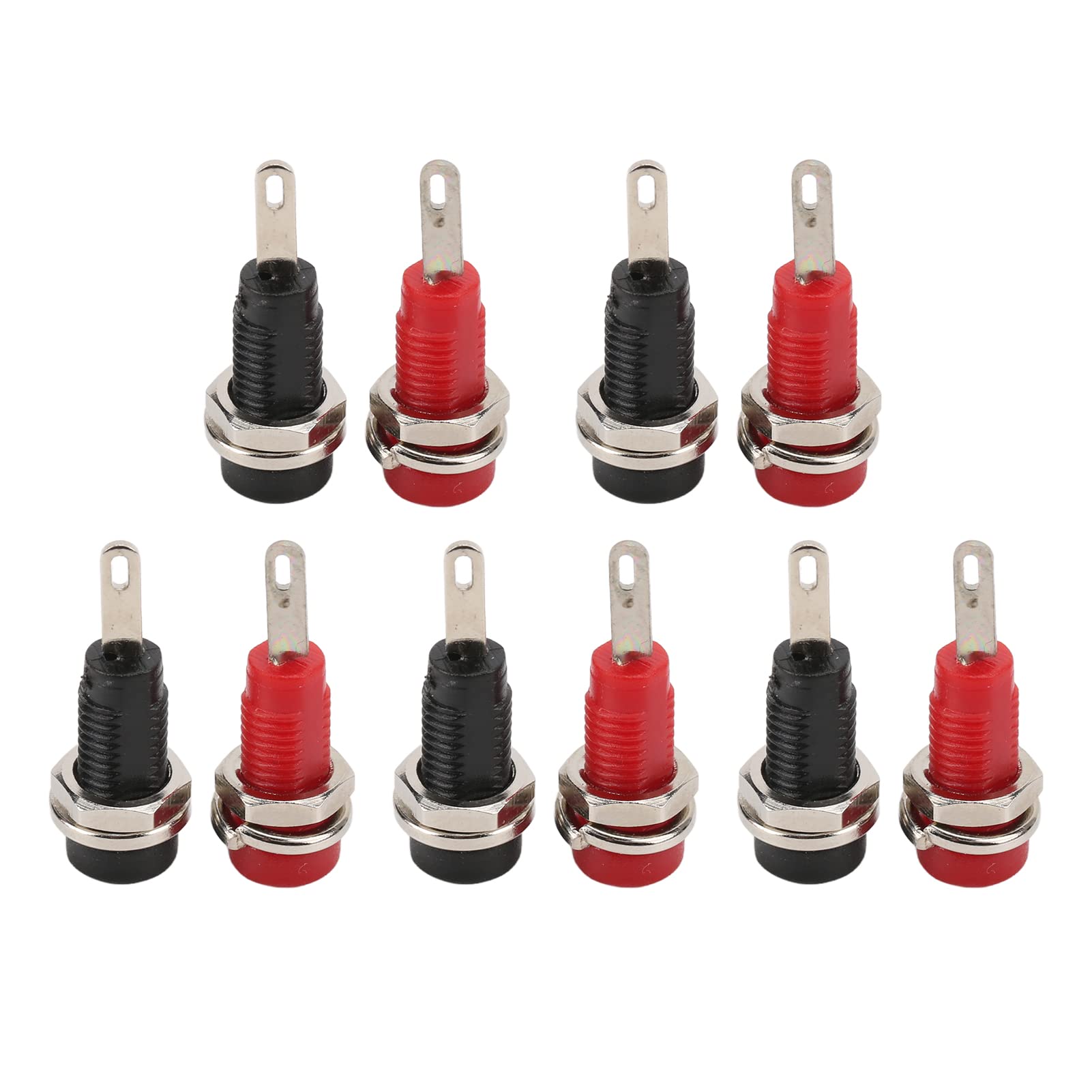 RLECS 1 Paio Connettori Banana Placcati Oro 4mm | Albero Extra Lungo 52mm Con Linguette Saldatura (Rosso + Nero)