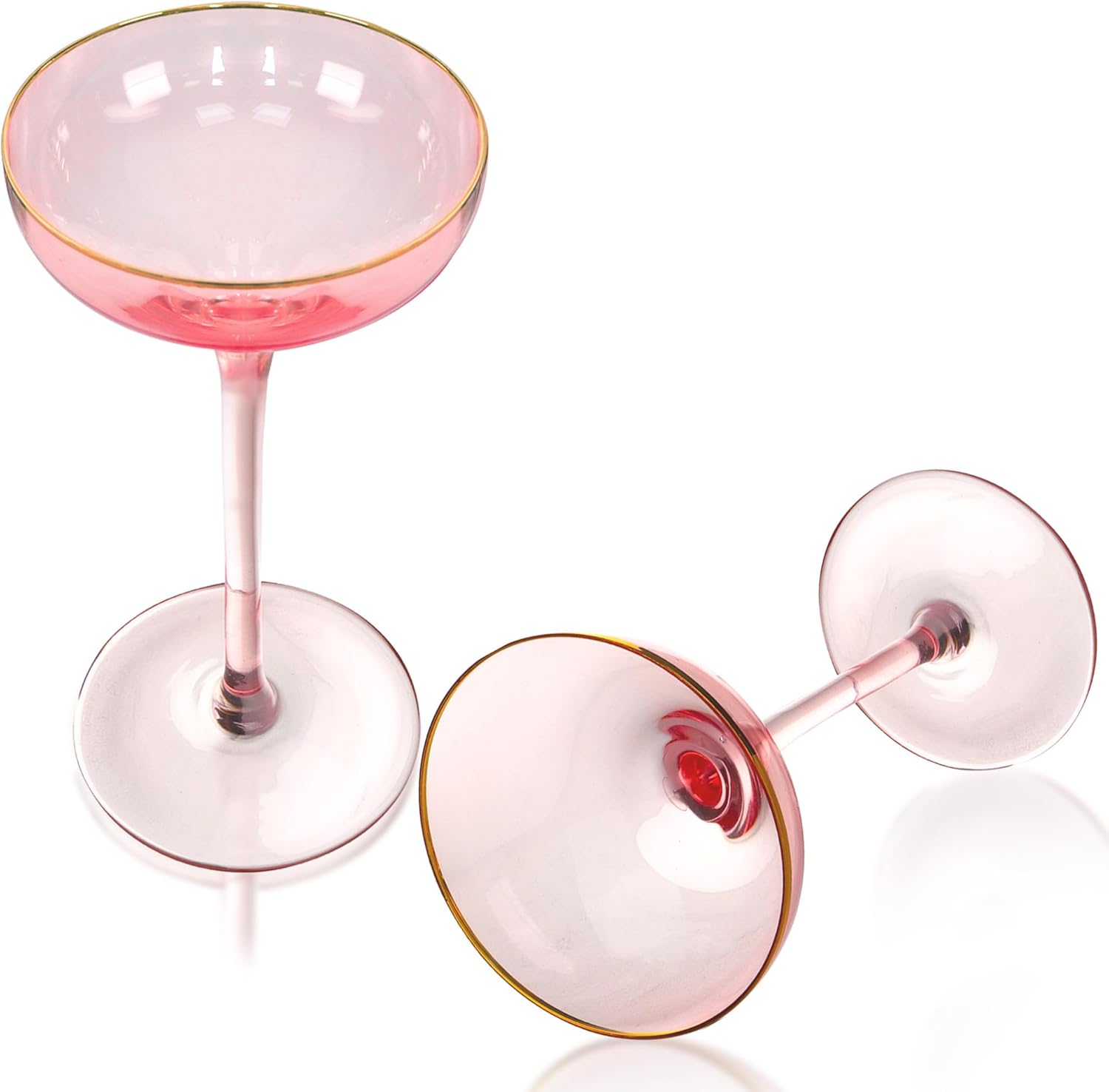 pink champagne martini glasses 5 OZ Champagne Coupe Glasses Classic Cocktail Glassware Gilded Dessert Cup Creative Unique Set of 2