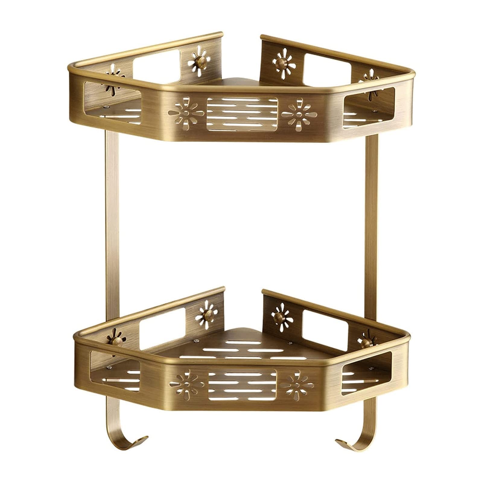 XIXIDIAN Corner Shower Caddy Bathroom Shelves with Hooks Rustproof Stainless Steel Drilling Storage Organiser for Toilet Kitchen Dorm