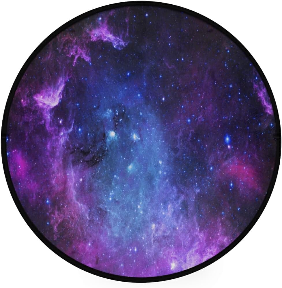 Bolaz Doormat Area Rug Floor Mats Universe Galaxy Nebula Space Round Washable Non-Slip Mat for Bedroom Front Door Kitchen Indoors Home Decors