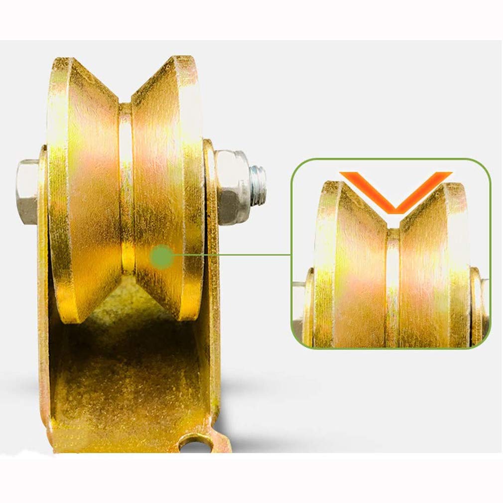 NIANXINN 4 V-Nut Stahl-Lenkrolle,Starre Schwerlastrollen,V-Förmige Schiene Rollen,für umgekehrte Spur,Rolltor,Schiebetor,Industriemaschinen,Drahtseilschiene,Doppellager,Kapazität 500kg(77mm/3in)