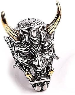 指輪 メンズ 合金仮面般若リングスカルツーカラーリングリング