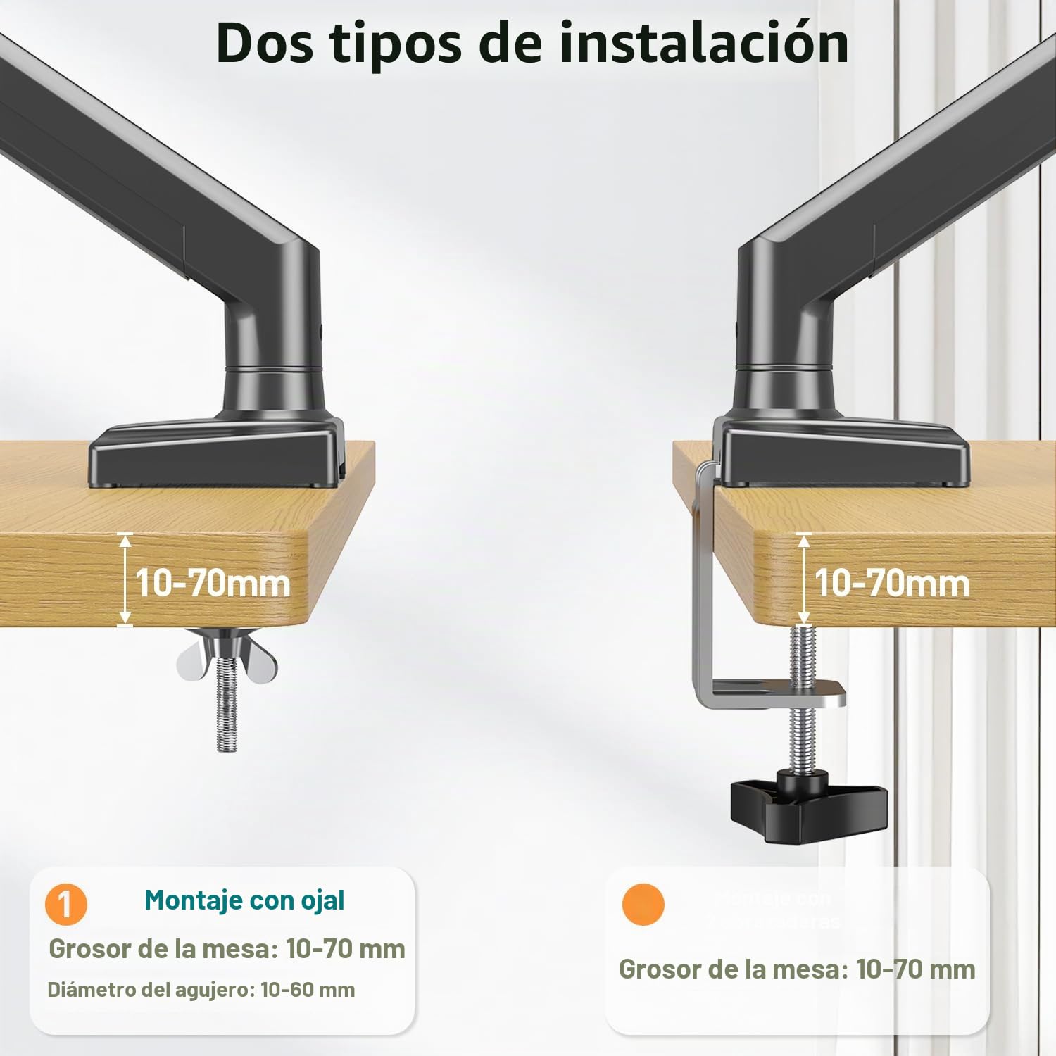 ELIVED Brazo de Monitor Doble Ajustable a Gas Soporte Ergonómico de Monitor de PC para la Mayoría de Monitores de 13-32 Pulgadas con VESA 75x75/100x100 EV005