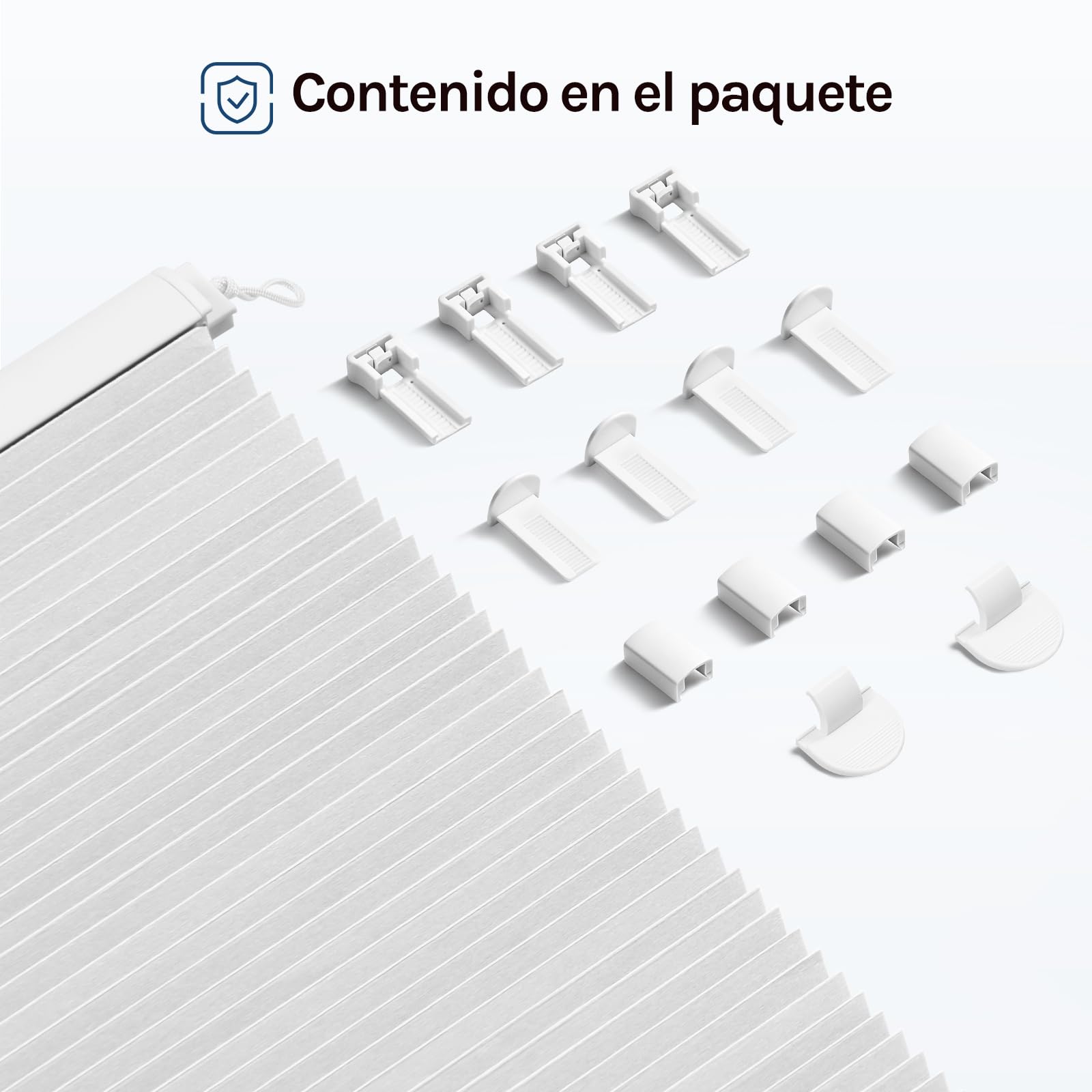 WOLTU Estor Plisada de Panal de Abeja sin Taladrar, Opaca, 100x120 cm | Bicolor Blanco-Blanco, Enrollable, Protección Visual, Protección Solar UV, para Puerta y Ventana