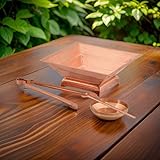 Mrinalini Organic Copper Agnihotra Kit Sets, Hawan Kund Sets with Aachmani Spoon, Small Plate & Chimta for Yagya, Hawan & Pooja Purpose, Religious & Spiritual Item, Pooja Supplies