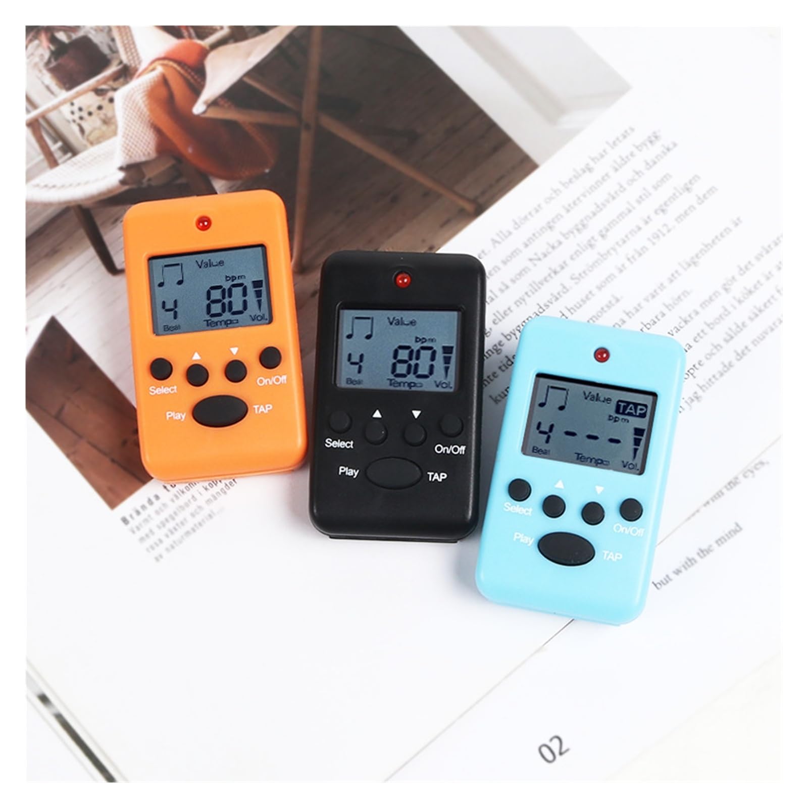 Cyfrowy Metronome Clip-on LCD Regulacja głośności Przenośny Metronome do fortepianu gitarowego Flet Fioletowy bęben (niebieski)