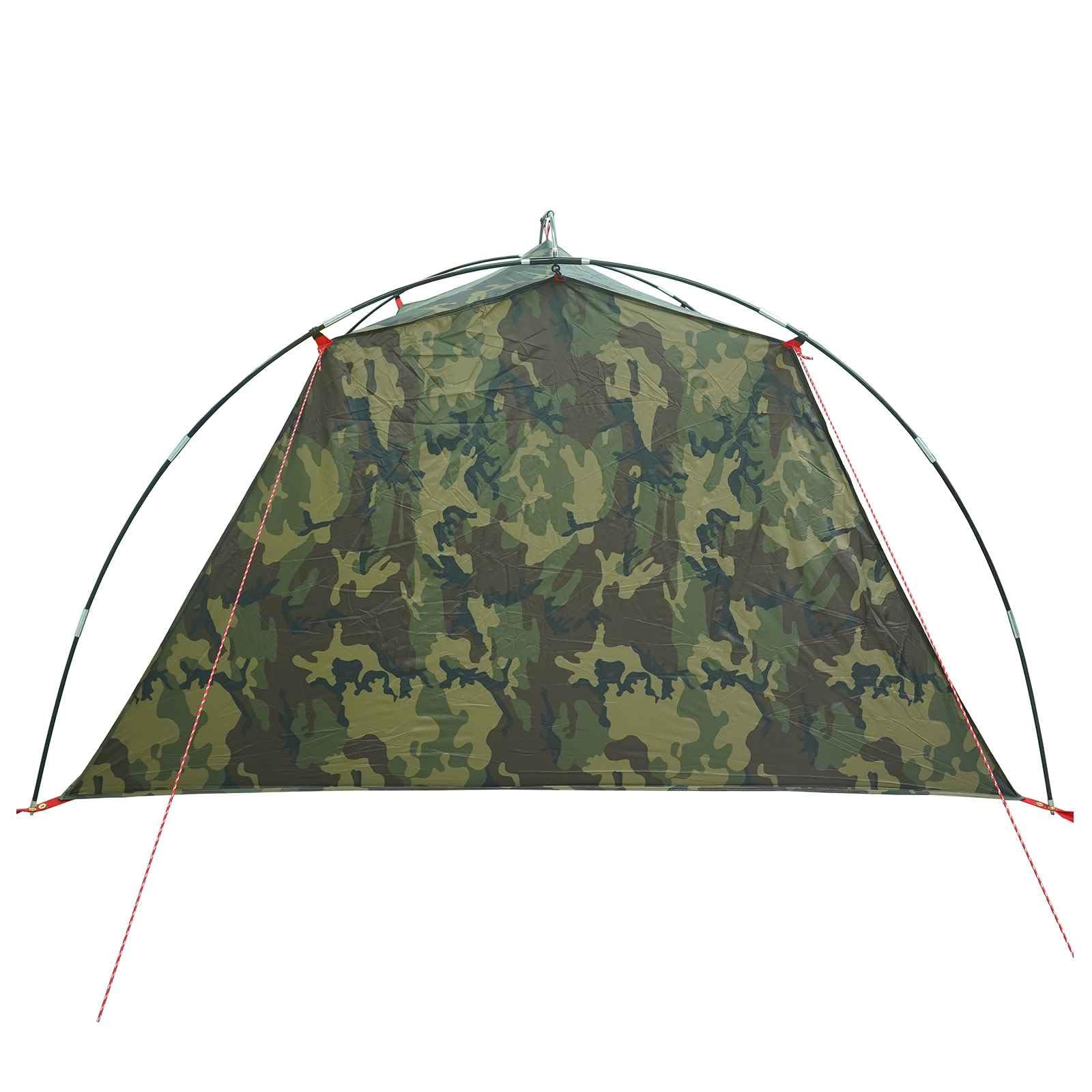 Tunnelzelt Tarnung aus 185T Polyester mit PU-Beschichtung, 4-Personen, wasserdicht und Winddicht, leichtes Campingzelt mit Mesh-Belüftung für Outdoor Trekking, Strand, Festival