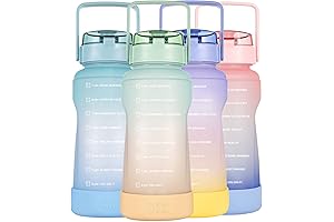 Half Gallon Water Bottle with Time Marker | Leak-proof Water Bottle for Adults and Kids