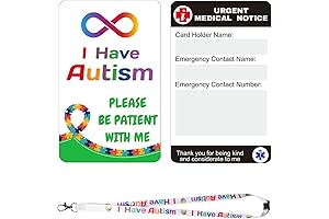 2 Pack Durable Waterproof Autism Id Card Autism Alert Card, ADHD Emergency...