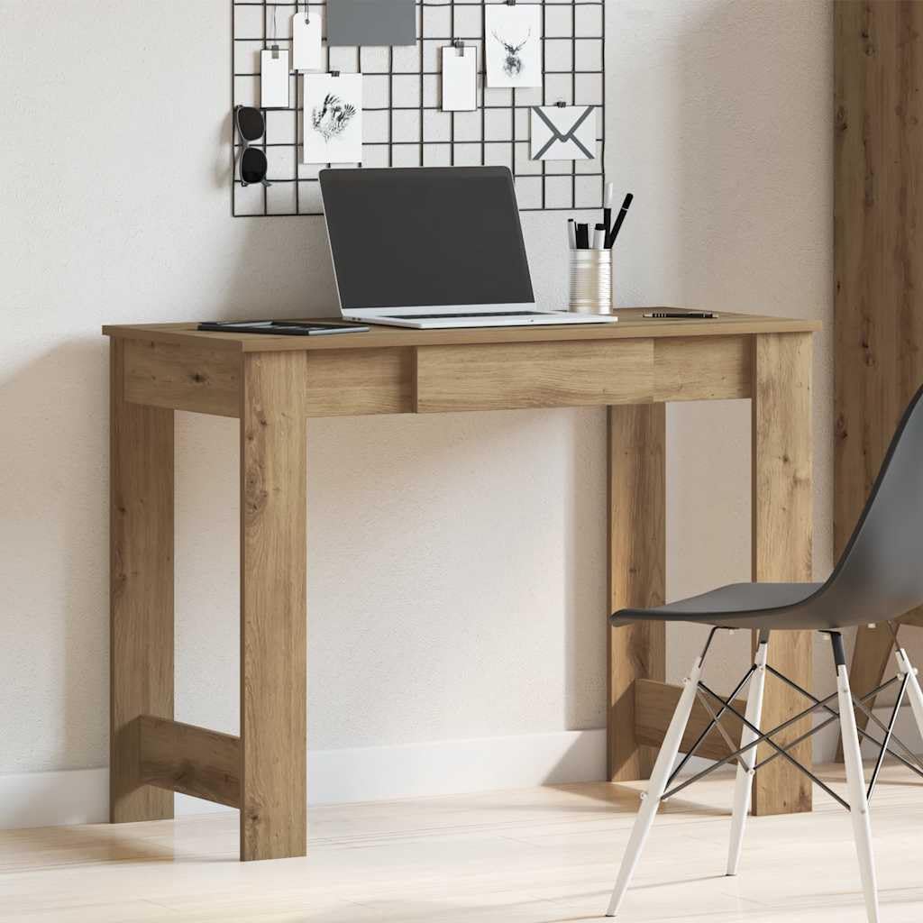 Hothingwell Biurko Inżynieryjne Drewno 100x45x75 cm Dąb | Gładka powierzchnia, odporna na wilgoć, duża przestrzeń do przechowywania, łatwa do czyszczenia, do salonu lub biura