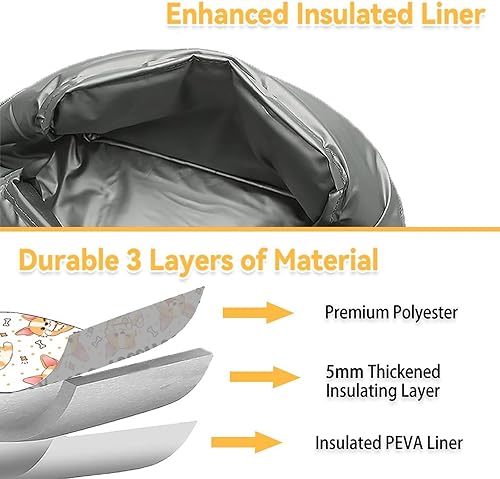 Miniatura 5 de Lonchera Corgi personalizada para niños, lonchera aislada para niñas y niños, lindas bolsas de almuerzo blancas reutilizables, pequeña con