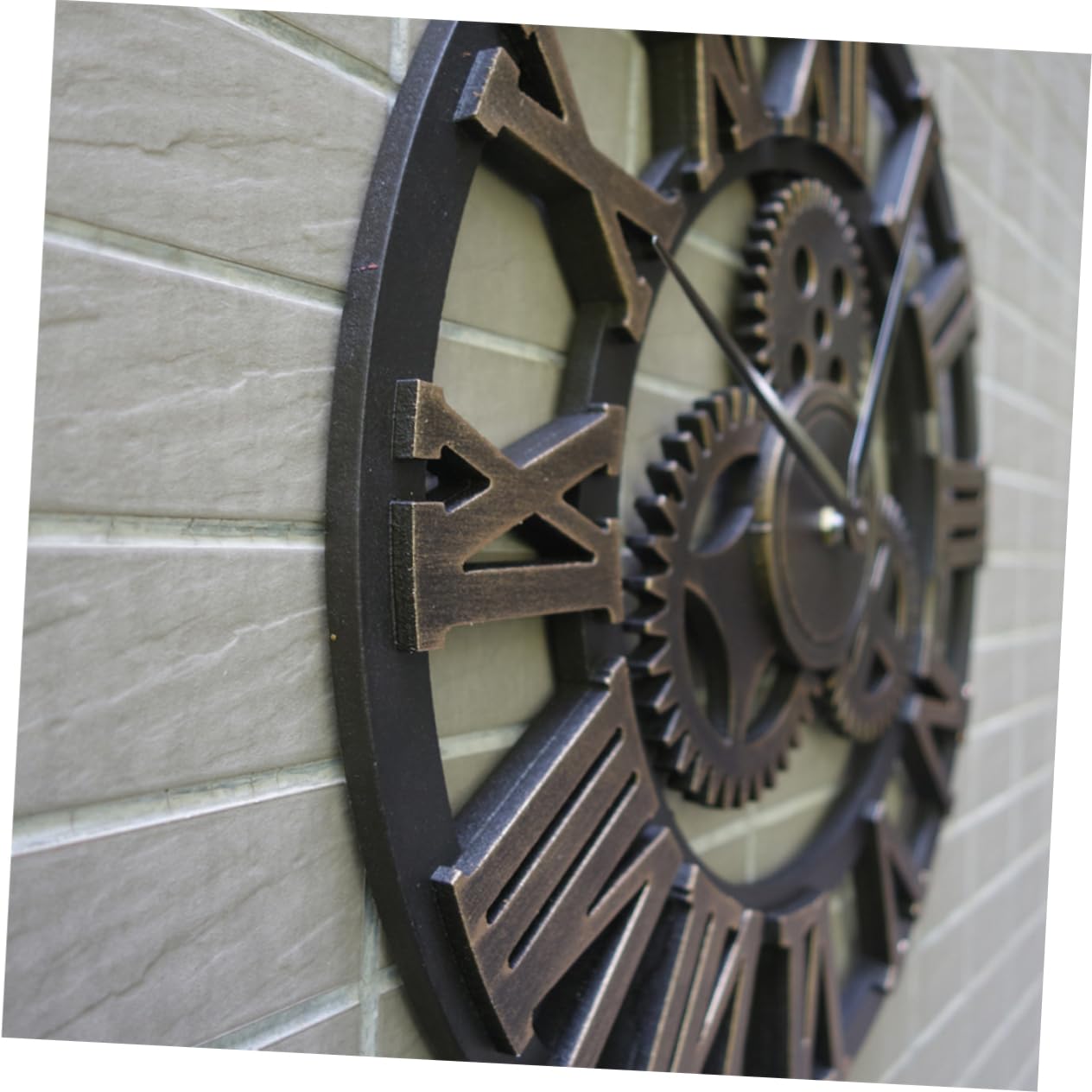 Cabilock Reloj de Pared Retro de 34cm en Madera Dorada, Estilo Industrial | Diseño Creativo, Pieza Individual, Adecuado para Decoración Mural del Salón
