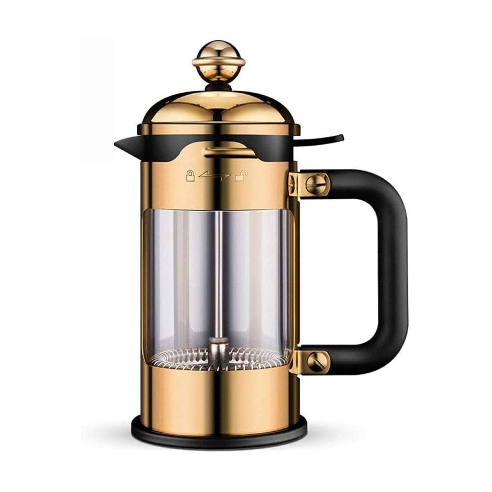 Cafetera de Acero Inoxidable de la Prensa Francesa con Sistema de filtración, sin Motivos de café, sin Moho, Prensa de café fácil de Limpiar Vidrio Resistente al Calor Duradero
