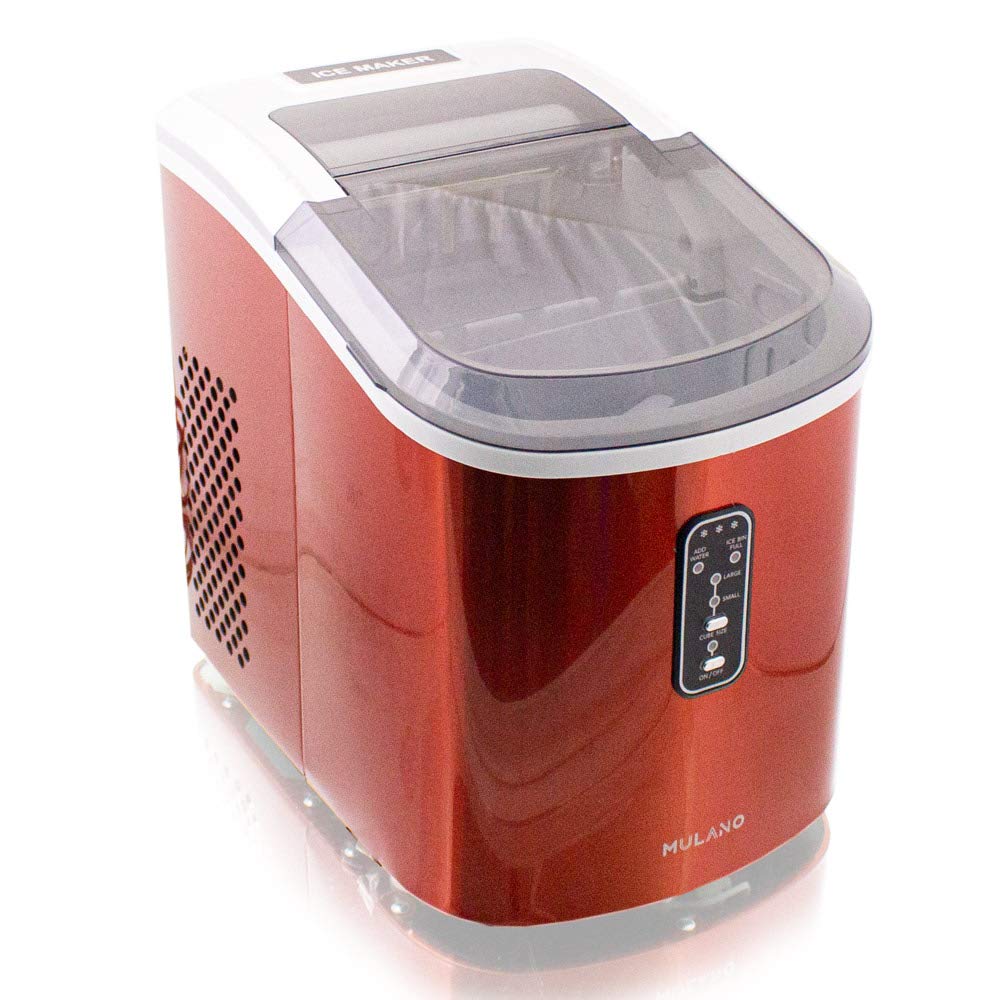 Eiswürfelmaschine Edelstahl Eiswürfelbereiter Eiswürfel Ice Maker Eis Maschine Icemaker (Orange)