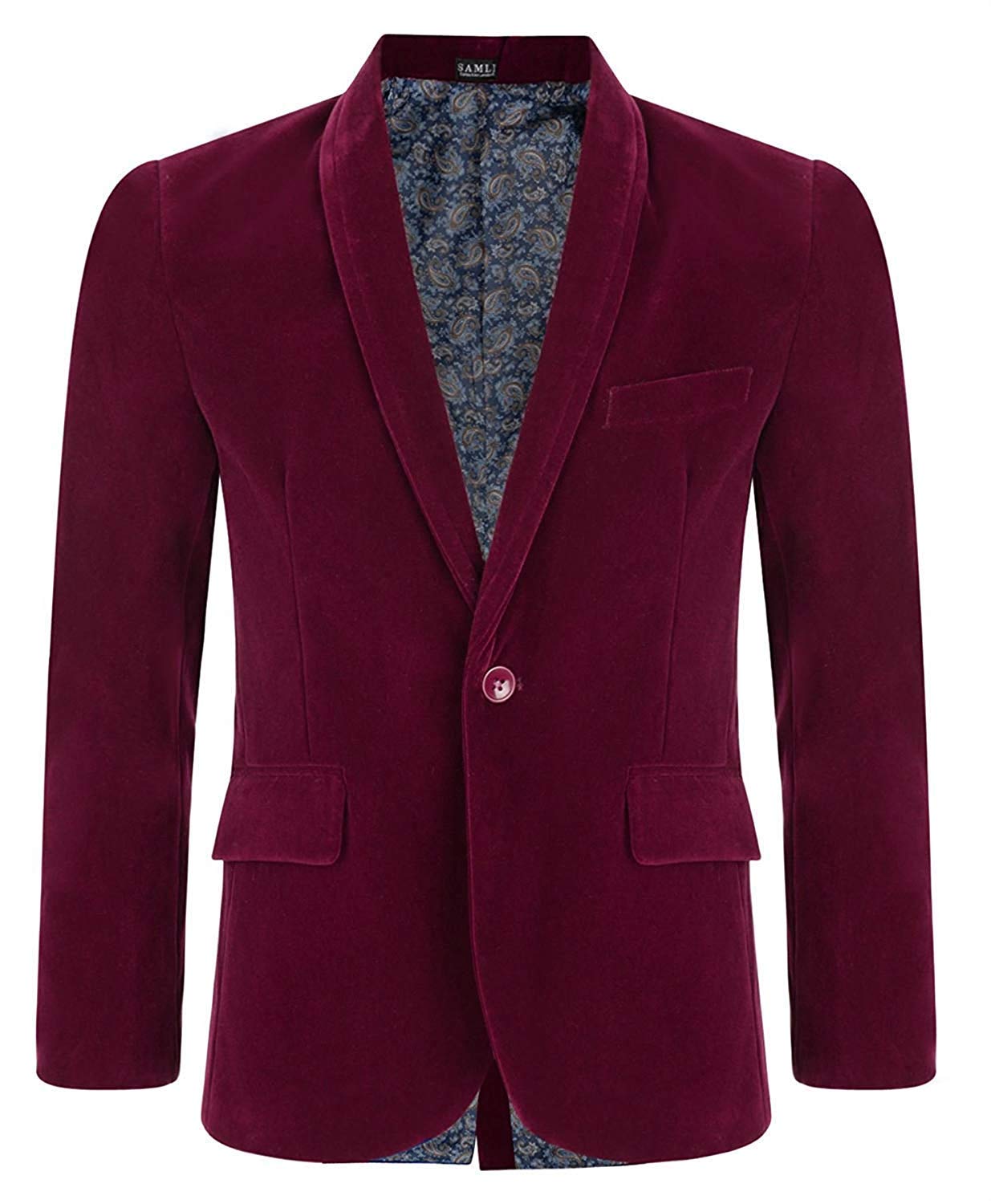 LOTMART Boy Velvet Blazer Kid Suit Jacket Paisley Lining Smart Casual Formal Coat