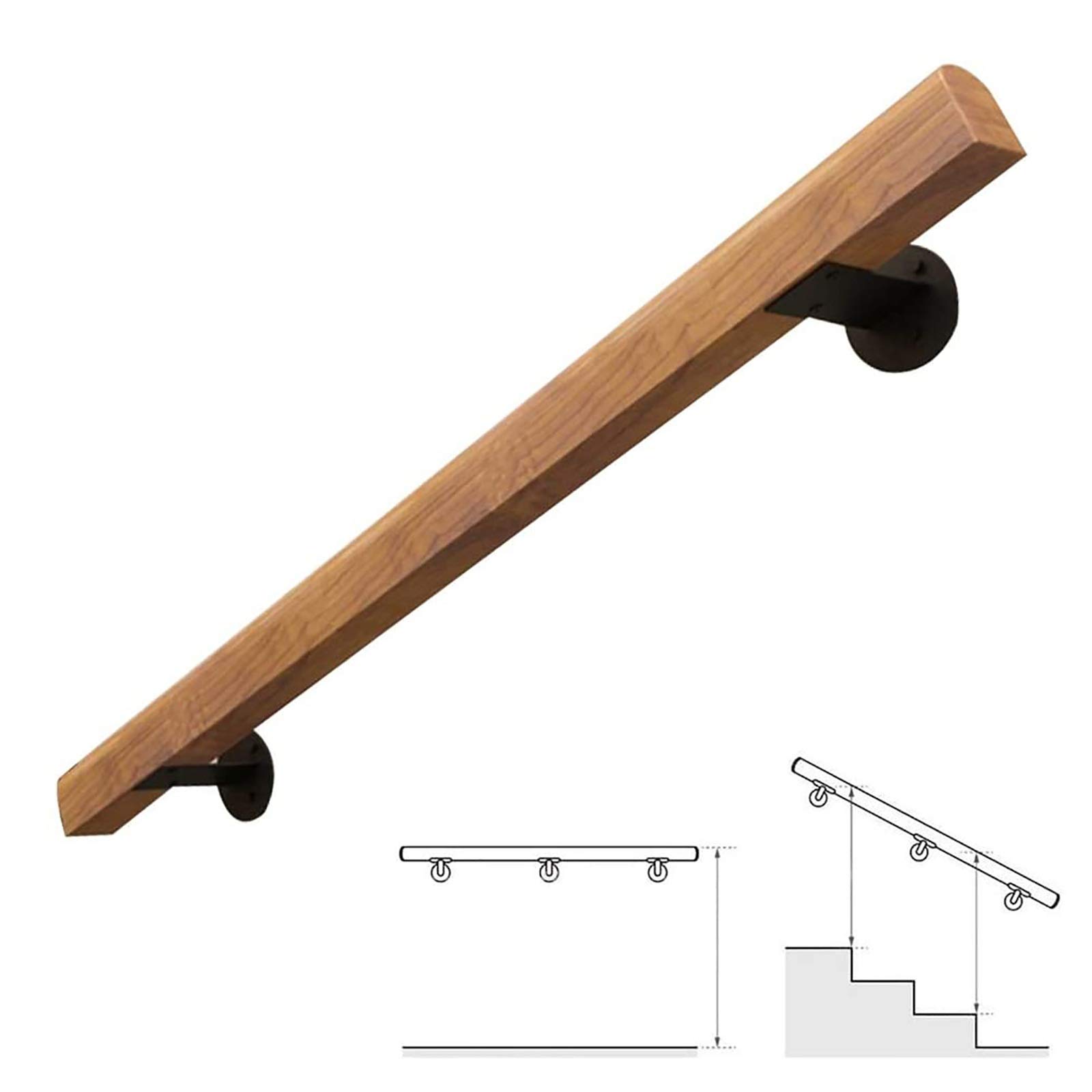(1ft-20ft) Mains Courantes Antidérapantes - Kit Complet. Rampe D'escalier En Bois Naturel, Garde-corps Pour Personnes Âgées Barre De Couloir De Rail De Soutien De Main De Sécurité (Size : 4ft/120cm)