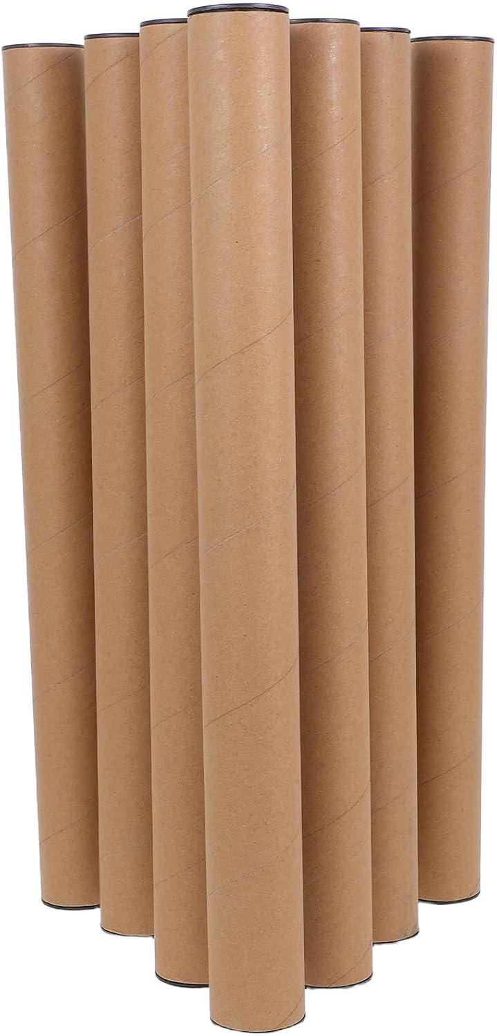 Alasum 10 Pcs Cardboard Mailing Tubes with Plastic Caps for Courier Shipping and Packaging Protection, round Kraft Paper Tubes 40x4cm, Versatile Use for Art Prints, Maps, and Document