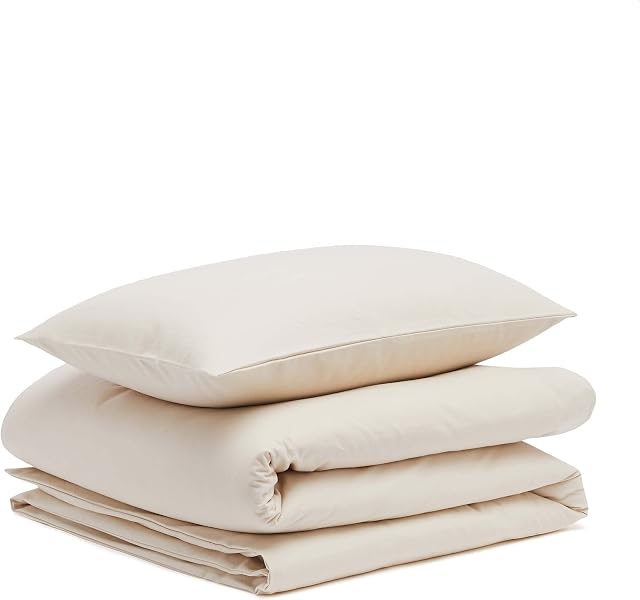 Amazon Basics Flannel Duvet Cover Set - 135 x 200 cm / 50 x 80 cm x 1, Beige