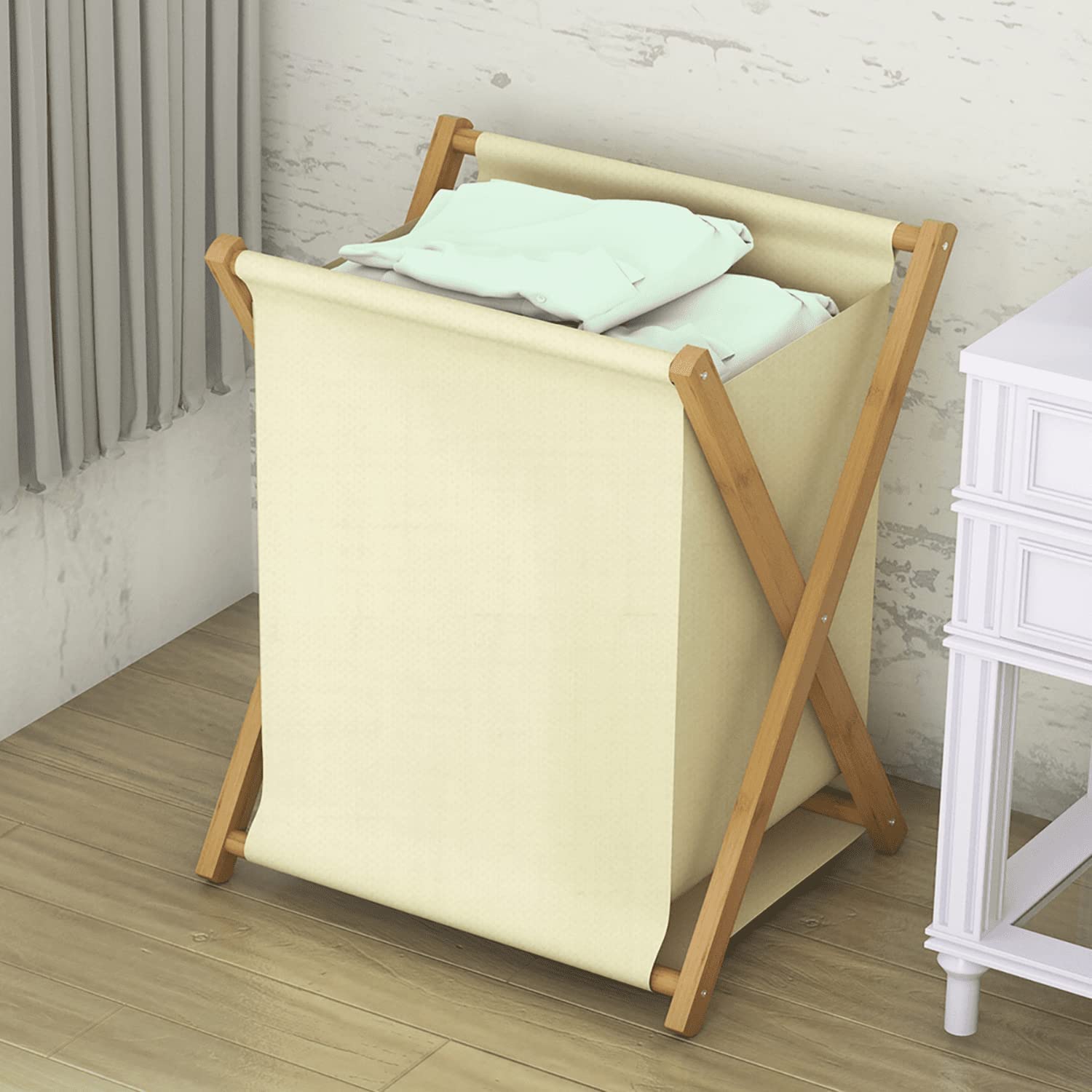 Large Laundry Basket-Foldable Storage Hamper Organizer, White 1