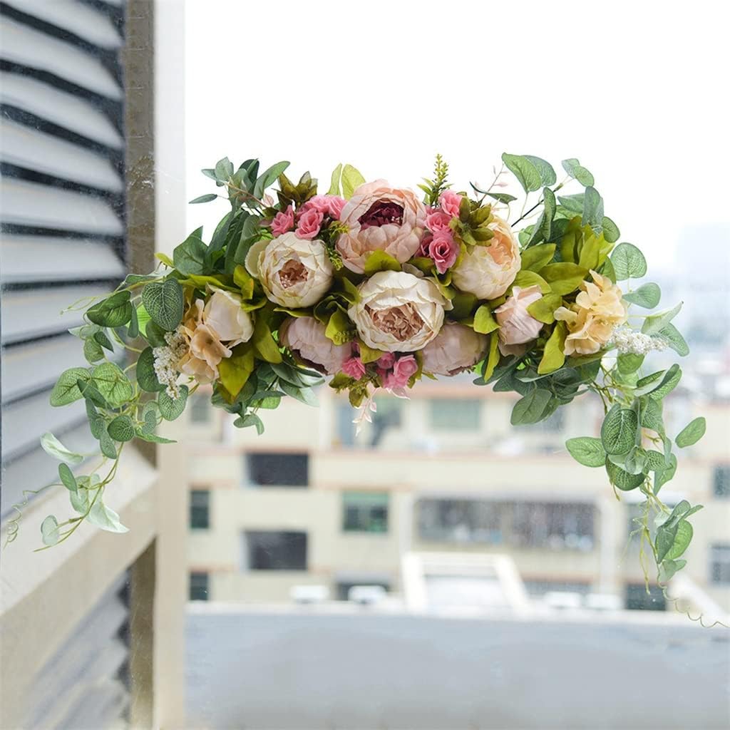 Garland Door Decoration Silk Flower Wall Hanging Simulation Door Lintel Wedding Arch Decoration Decorative Flowers(E)